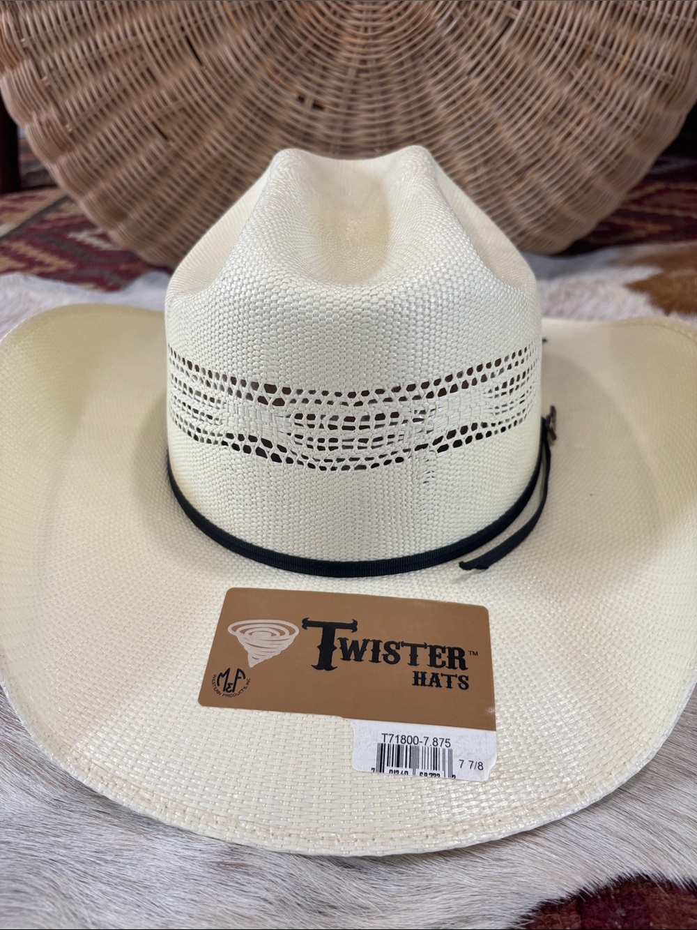 Twister straw, cowboy hat 7 7/8 - Picture 2 of 7